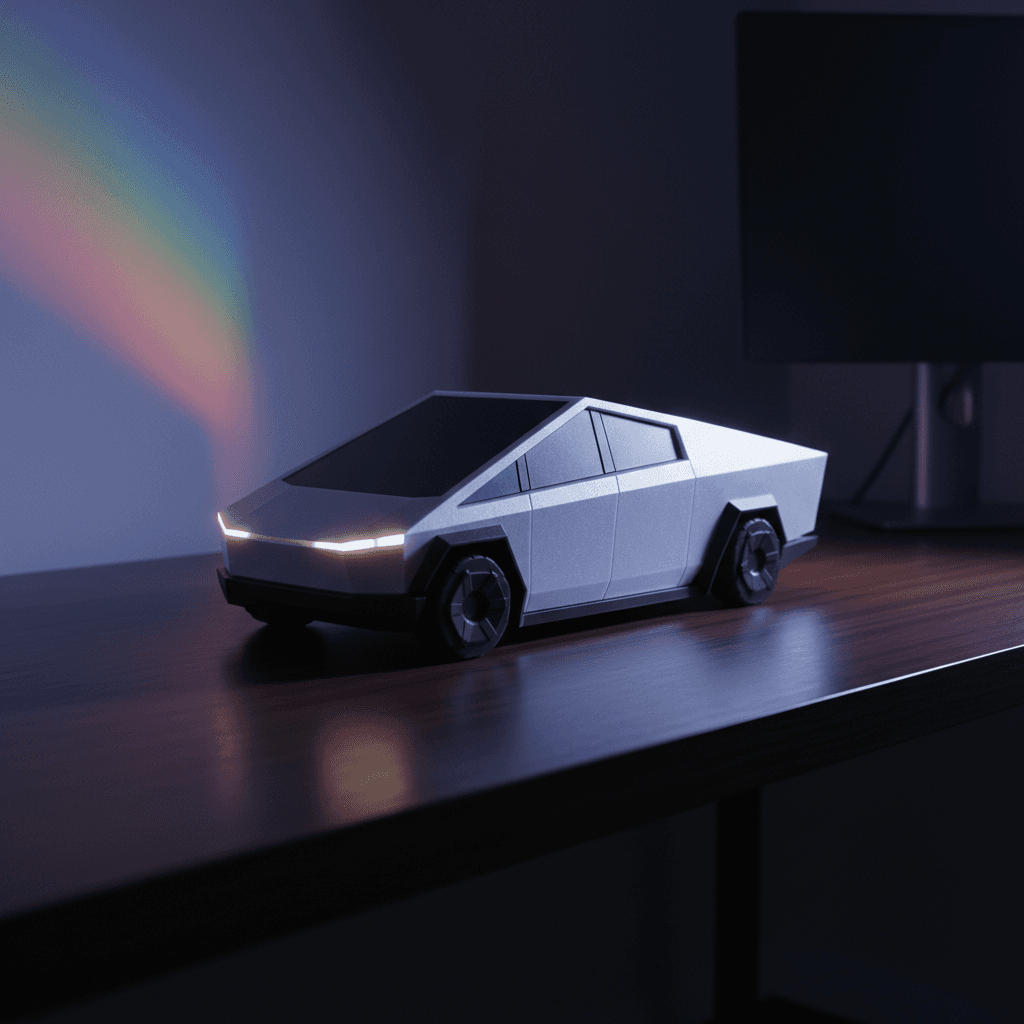 Pentaprism on display shelf with lighting