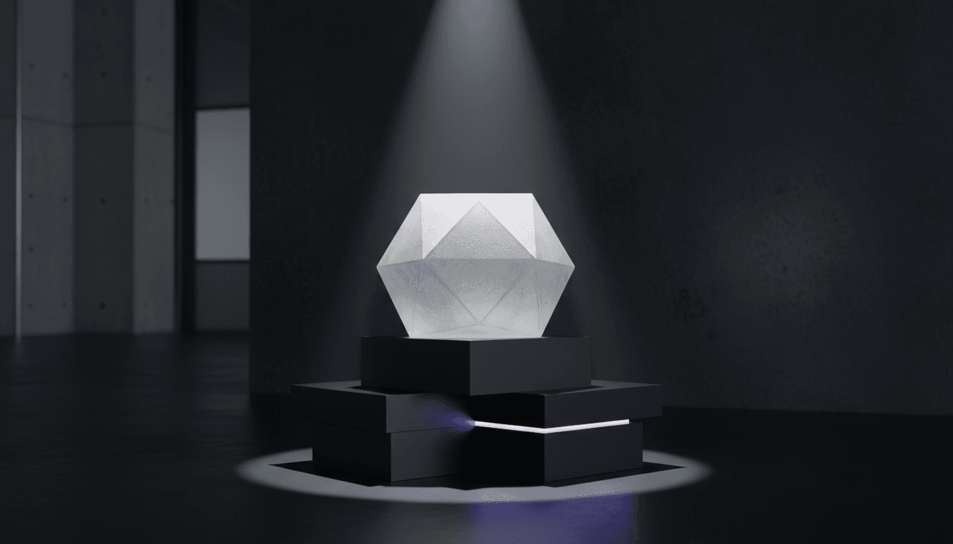 3D printed geometric Cybertruck Pentaprism model with modern minimalist background